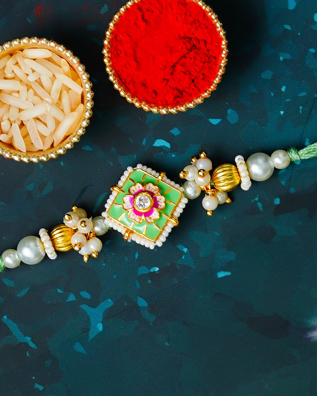 Traditional Rakhi Set with Free Chawal & Kumkum