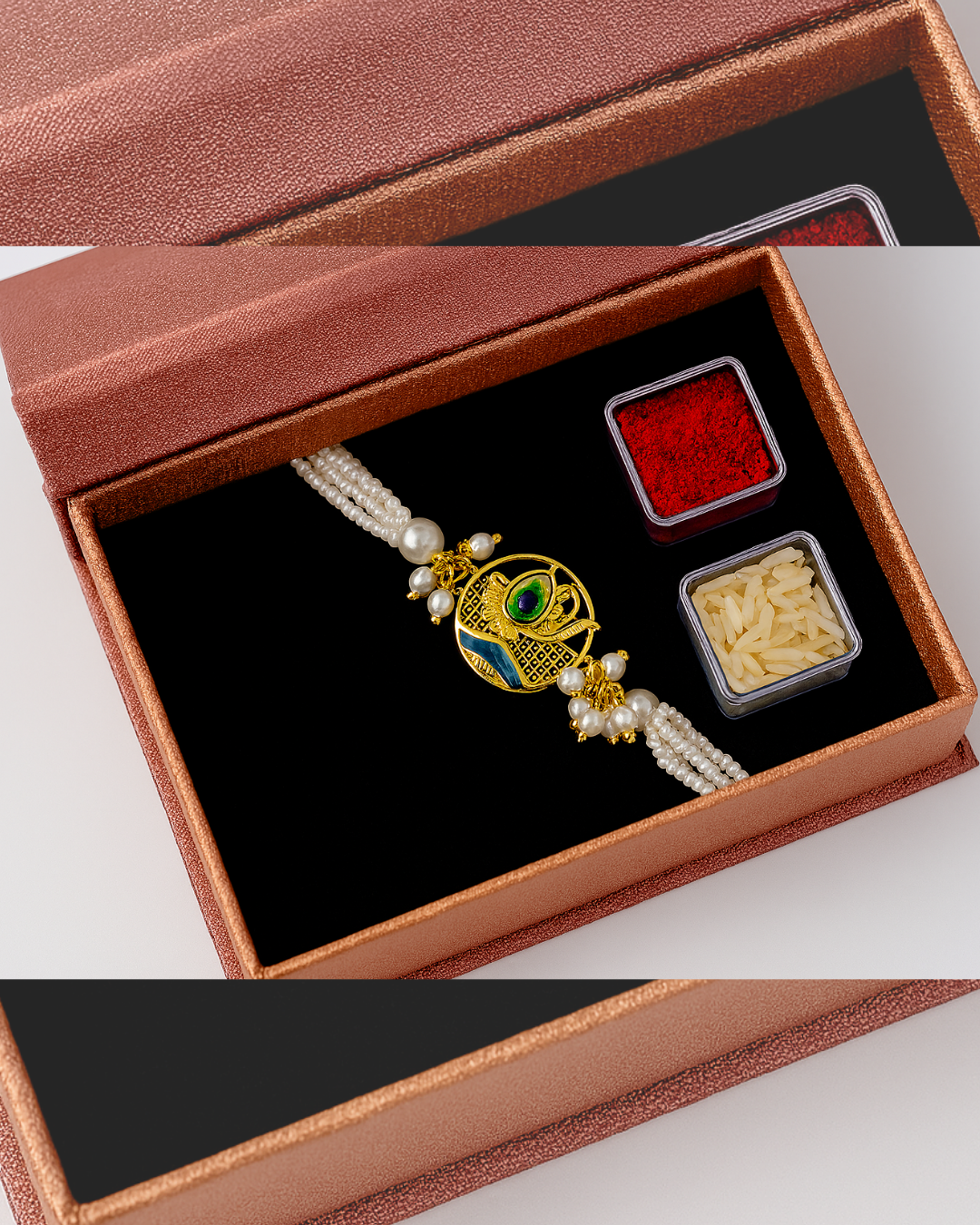 Handcrafted Lord Krishna Rakhi with Free Chawal & Kumkum