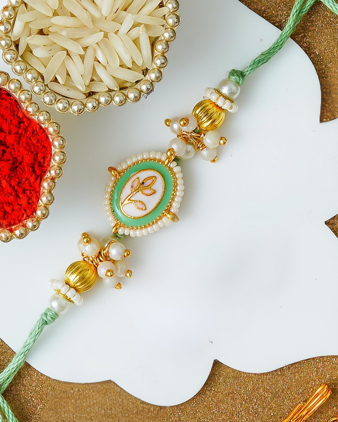 Traditional Rakhi Set with Free Chawal & Kumkum