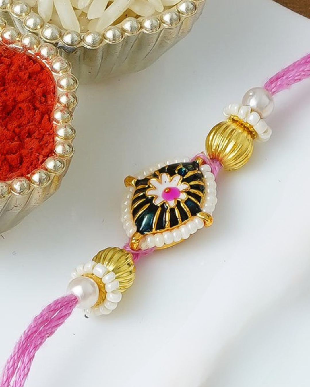 Traditional Rakhi Set with Free Chawal & Kumkum