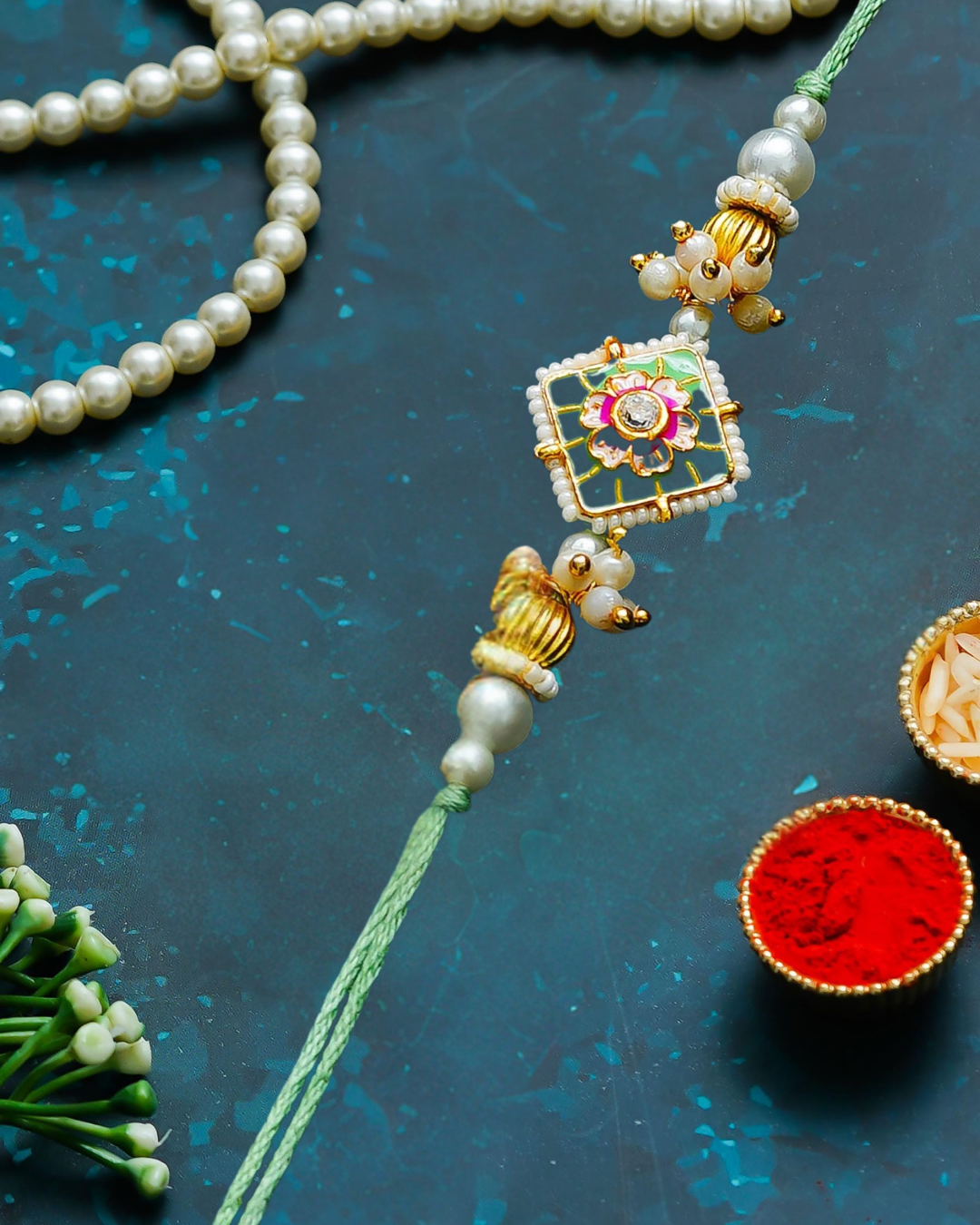 Traditional Rakhi Set with Free Chawal & Kumkum