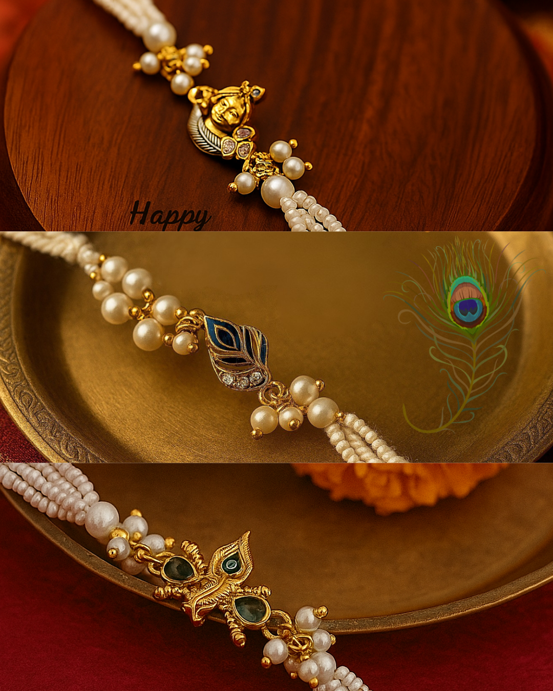 Graceful White Pearl Rakhi ๐ธ