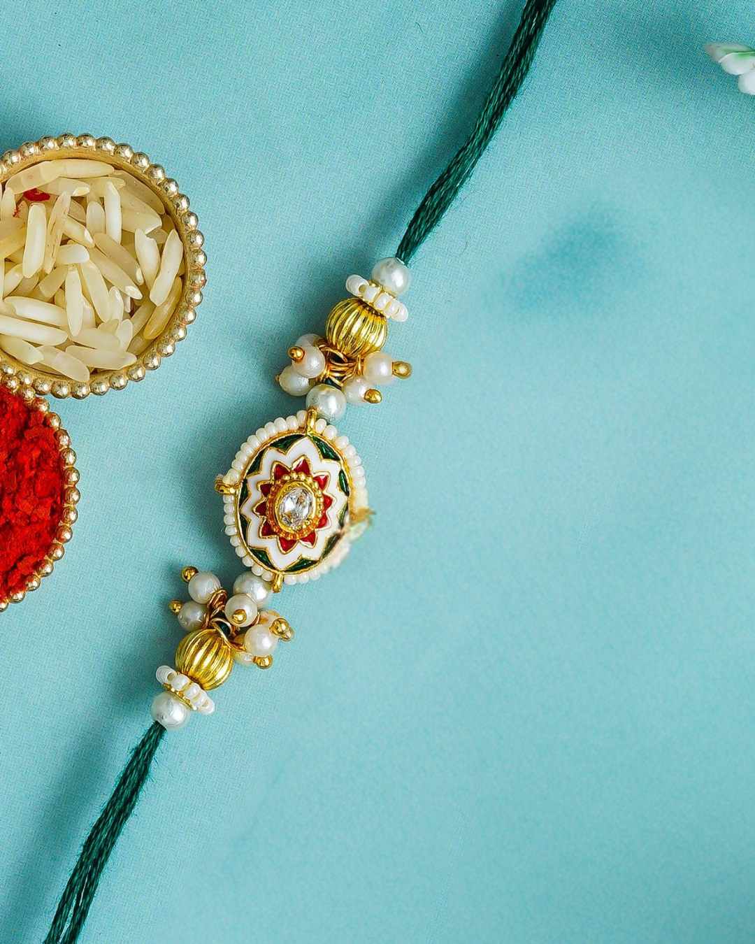 Traditional Rakhi Set with Free Chawal & Kumkum
