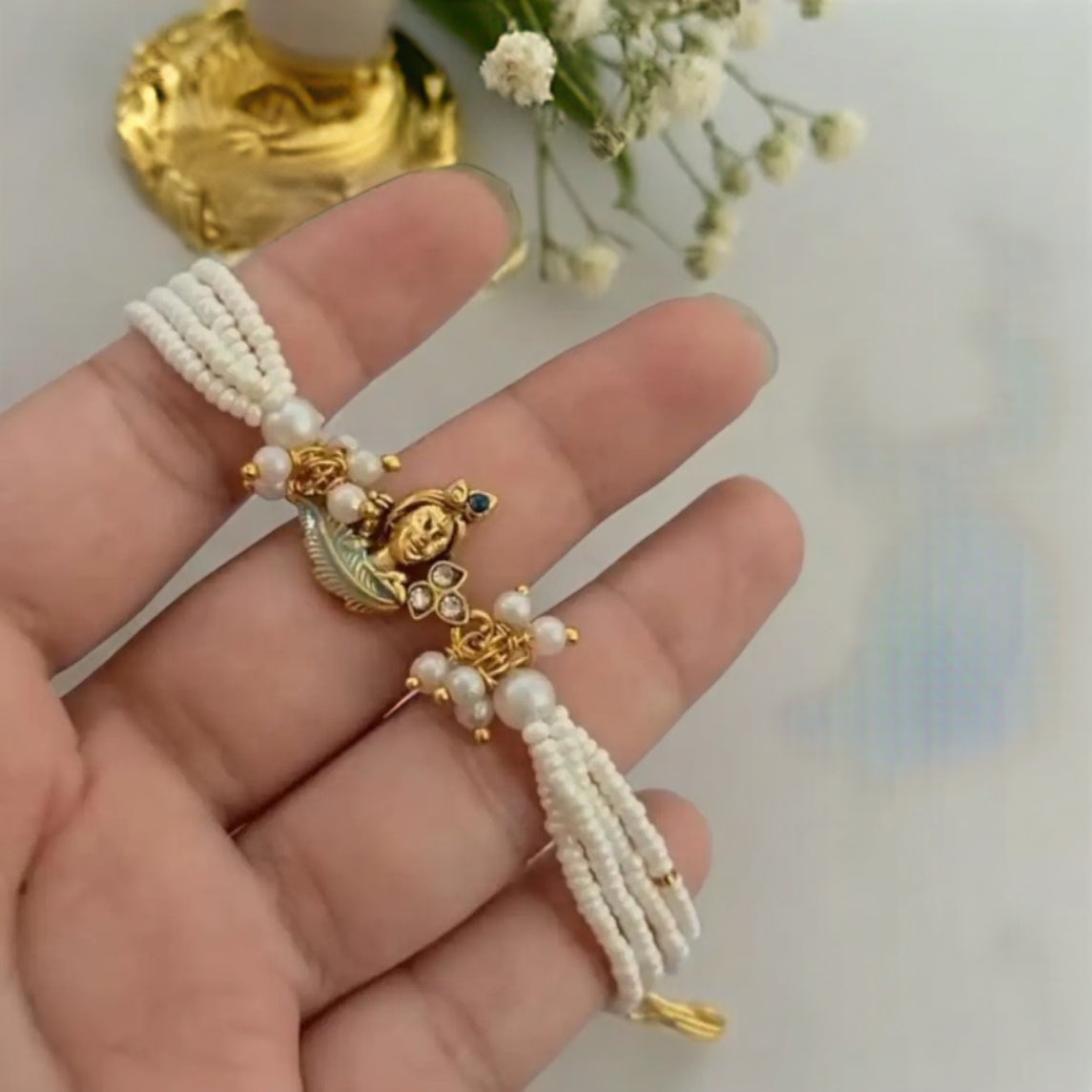 Handmade Mohan Murli Rakhi with Free Chawal & Kumkum