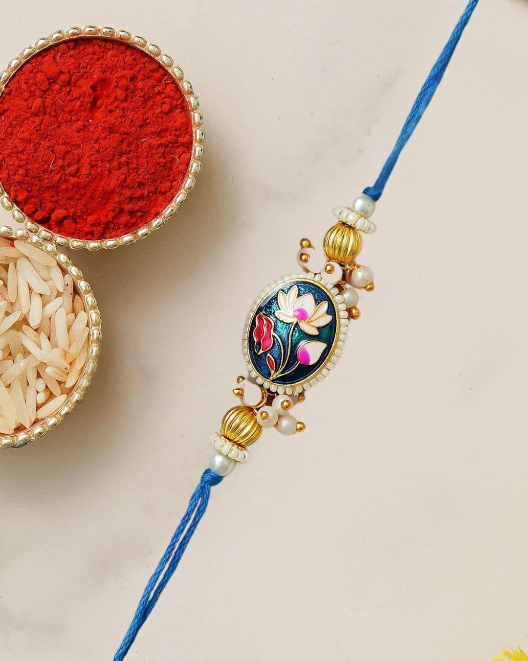 Traditional Rakhi Set with Free Chawal & Kumkum