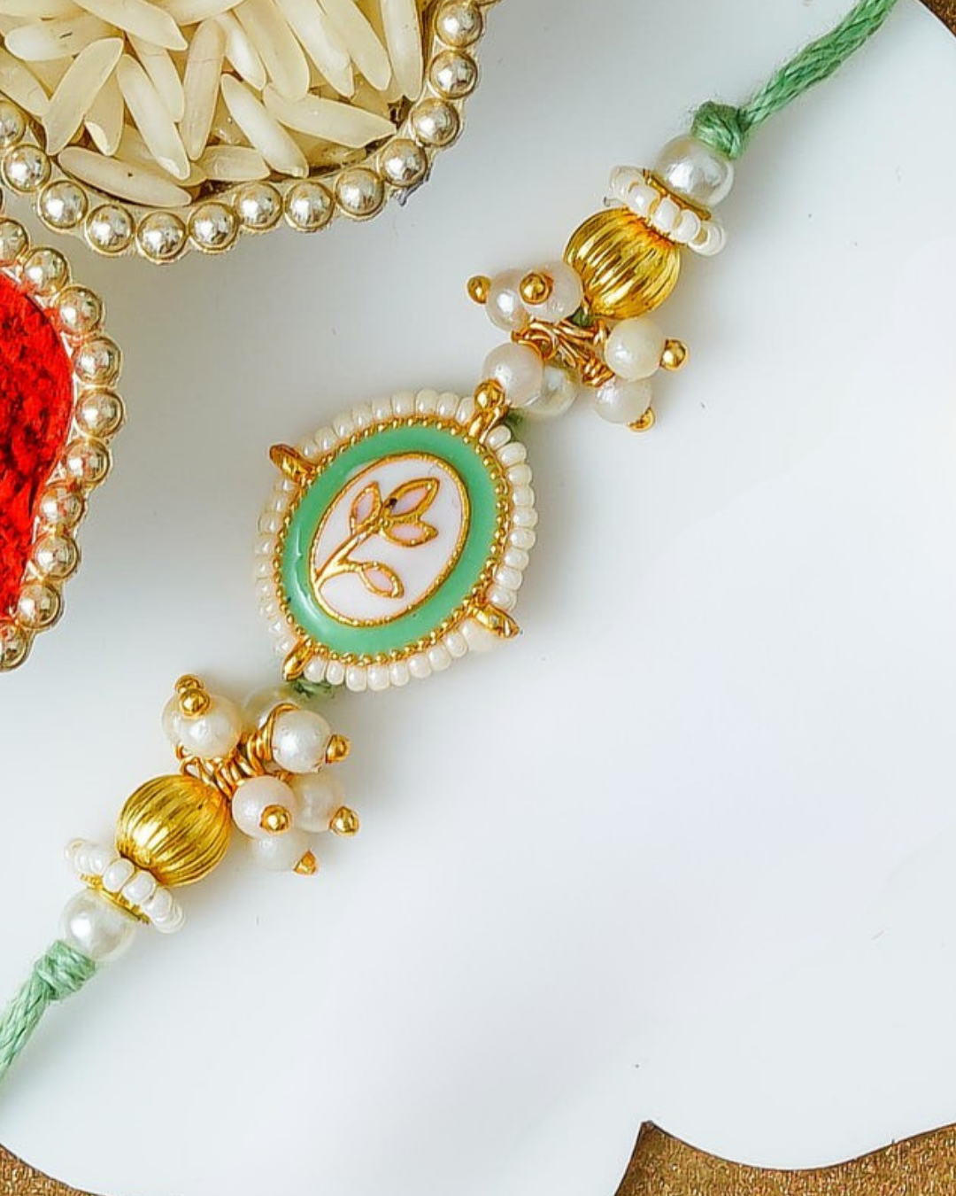 Traditional Rakhi Set with Free Chawal & Kumkum
