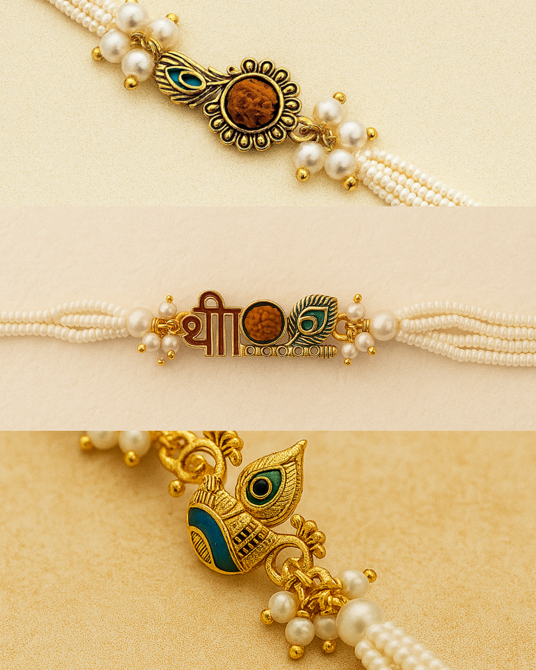 Graceful White Pearl Rakhi ๐ธ