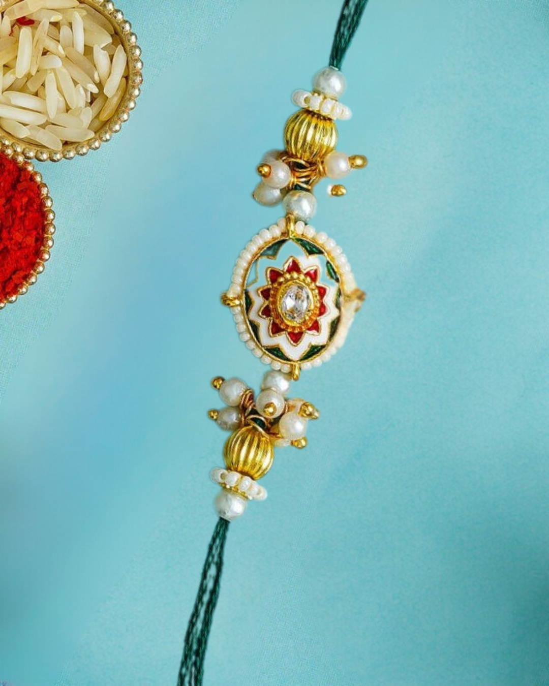 Traditional Rakhi Set with Free Chawal & Kumkum
