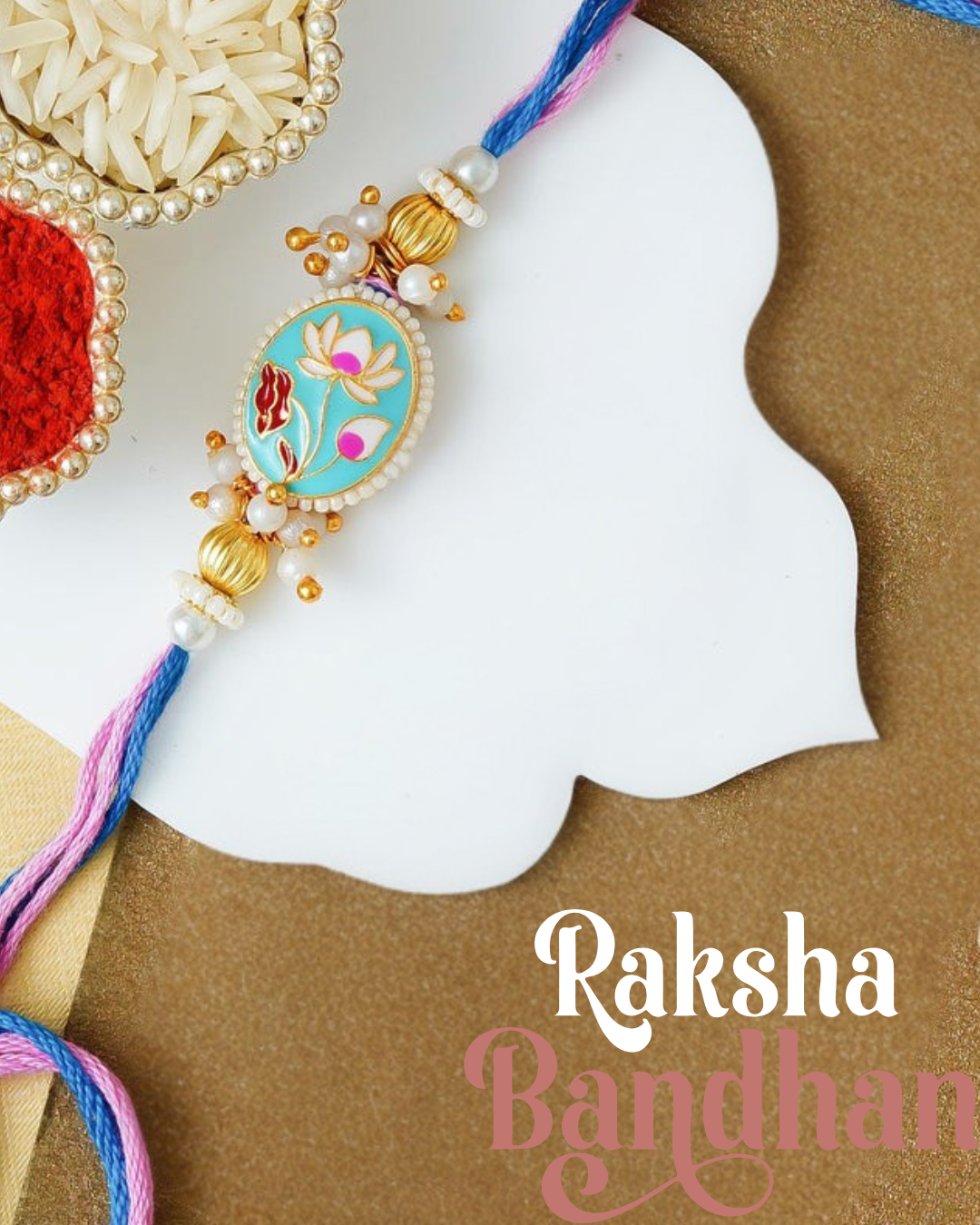 Traditional Rakhi Set with Free Chawal & Kumkum