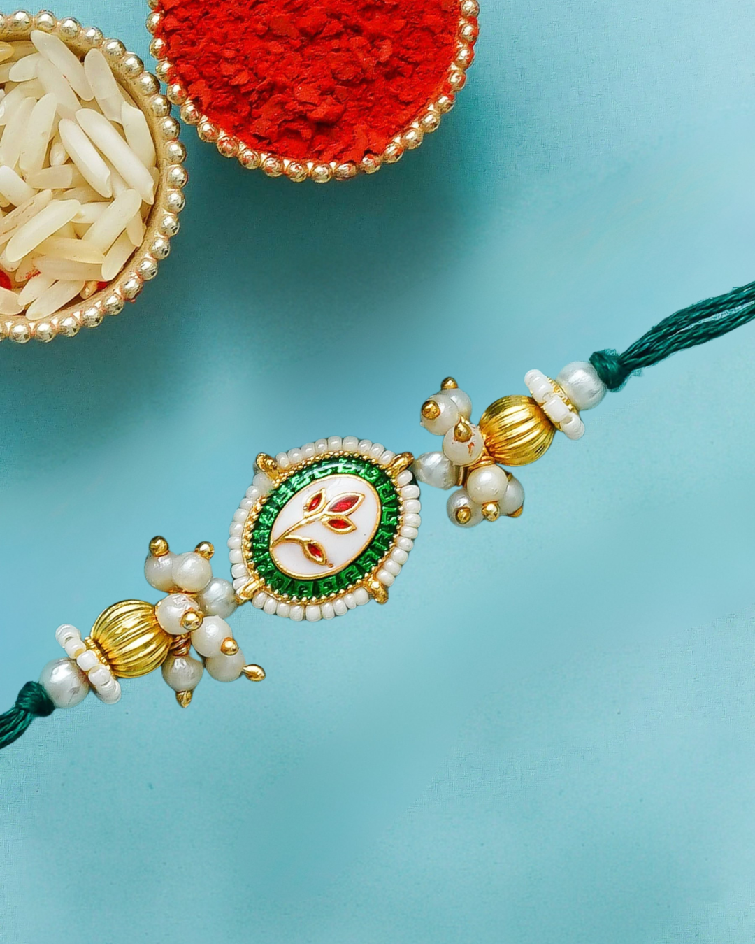 Traditional Rakhi Set with Free Chawal & Kumkum
