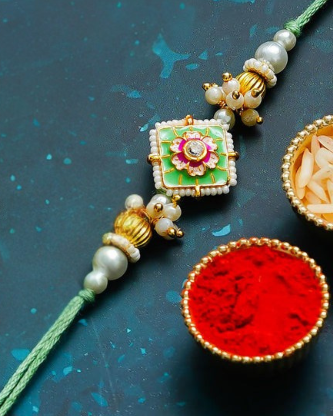 Traditional Rakhi Set with Free Chawal & Kumkum