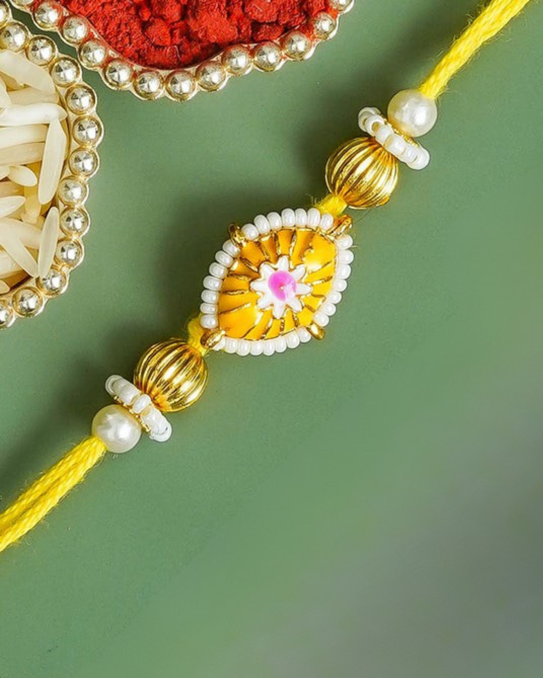 Traditional Rakhi Set with Free Chawal & Kumkum