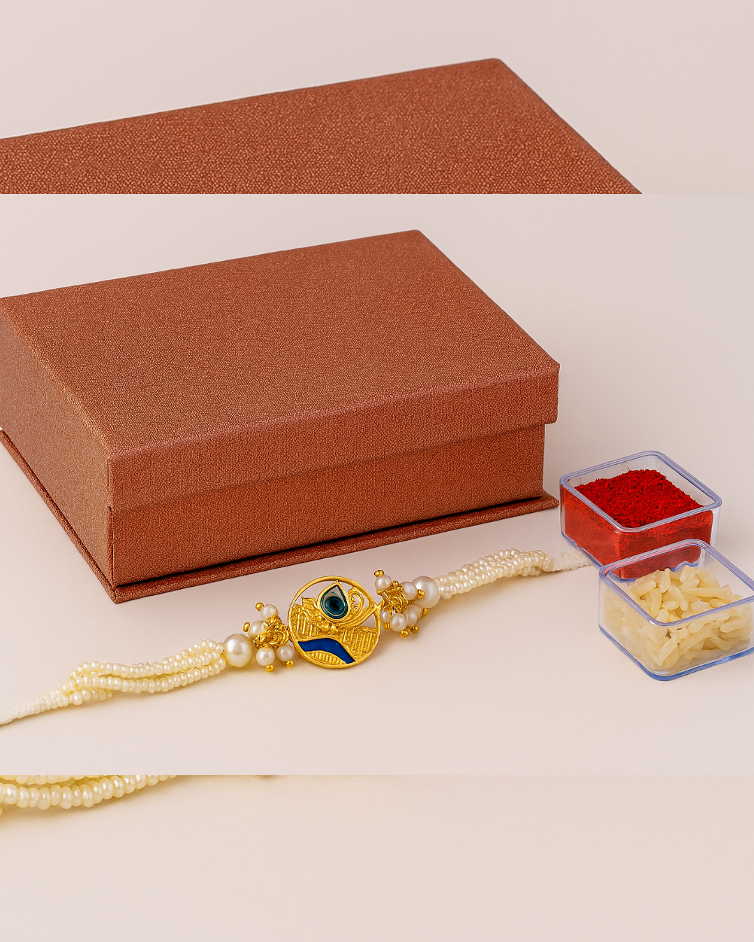 Handcrafted Lord Krishna Rakhi with Free Chawal & Kumkum
