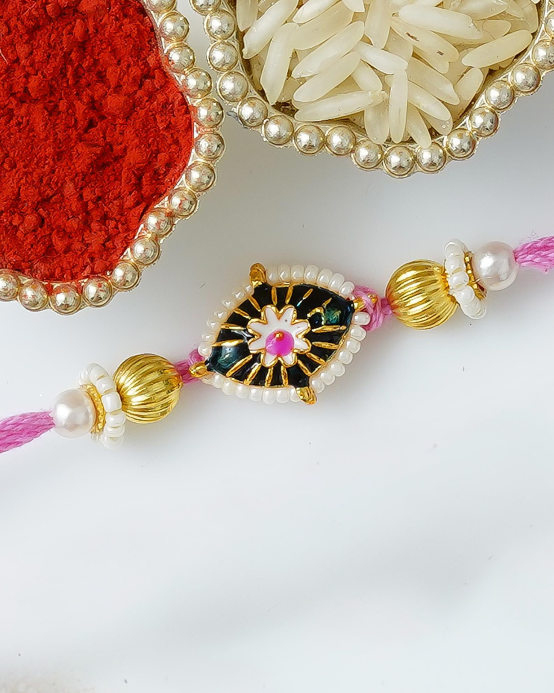 Traditional Rakhi Set with Free Chawal & Kumkum
