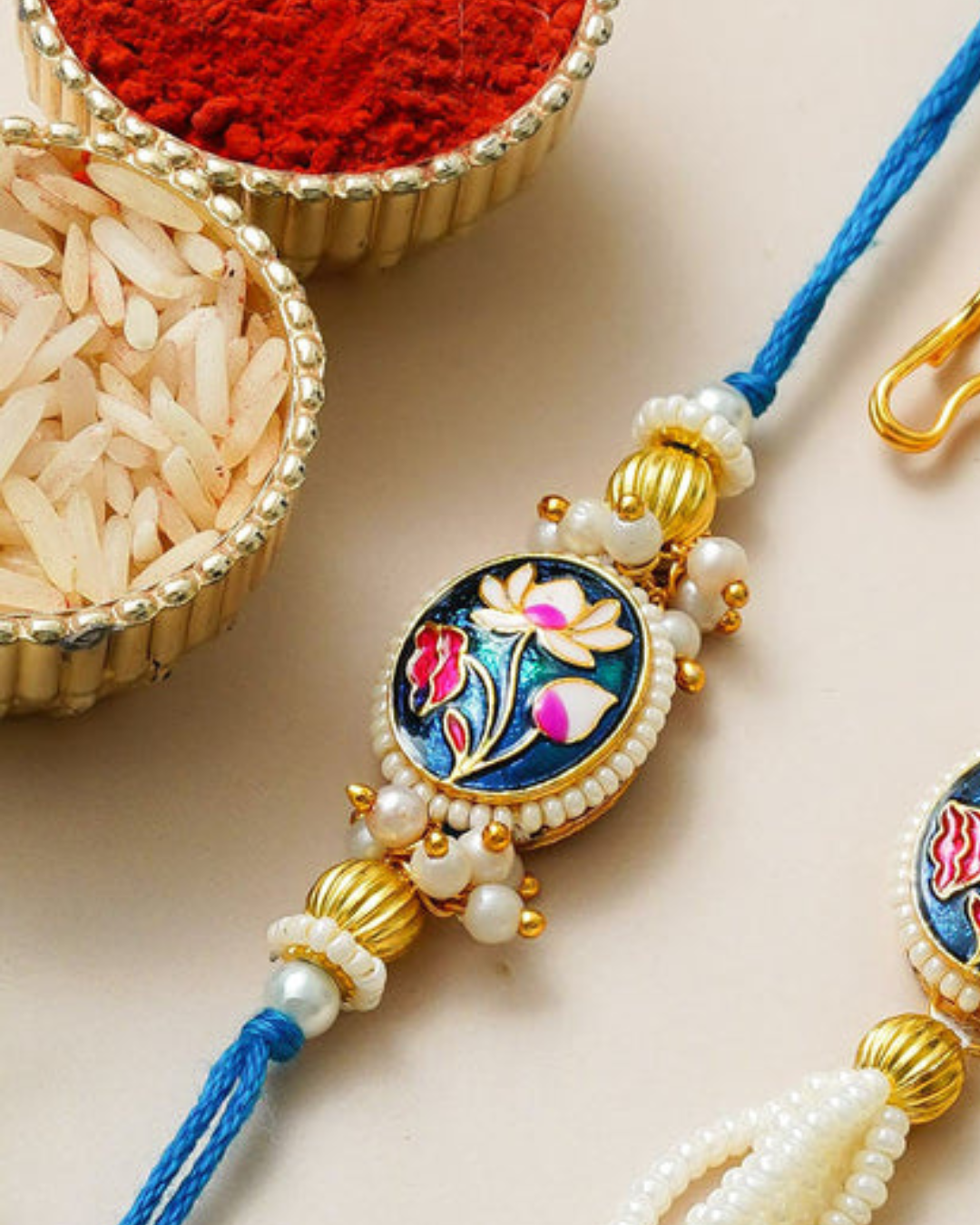 Traditional Rakhi Set with Free Chawal & Kumkum