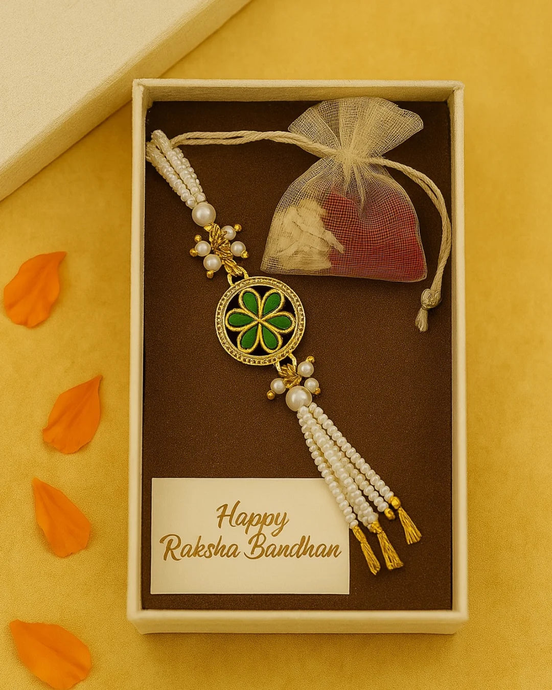 Regal Bloom Designer Rakhi with Free Chawal & Kumkum