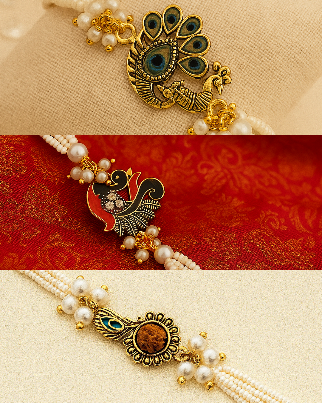 Graceful White Pearl Rakhi ๐ธ