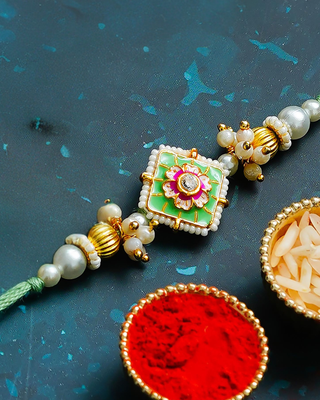 Traditional Rakhi Set with Free Chawal & Kumkum