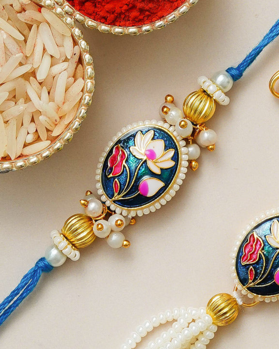 Traditional Rakhi Set with Free Chawal & Kumkum