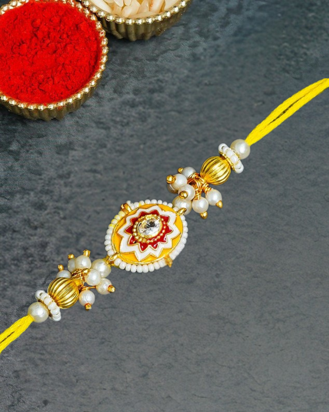 Traditional Rakhi Set with Free Chawal & Kumkum