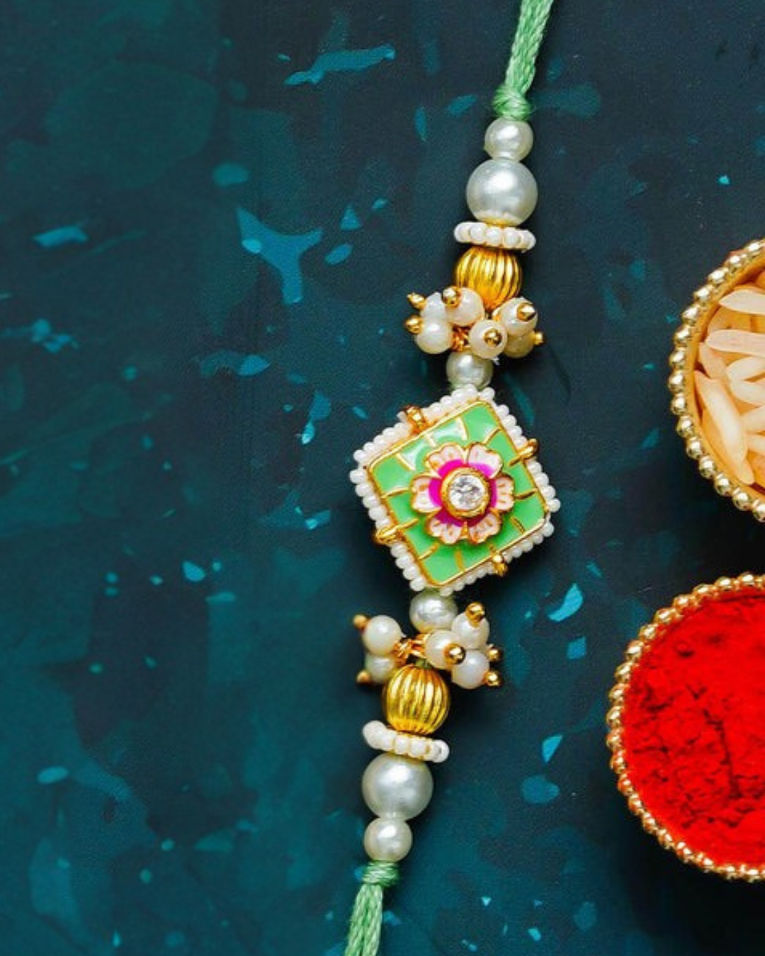 Traditional Rakhi Set with Free Chawal & Kumkum