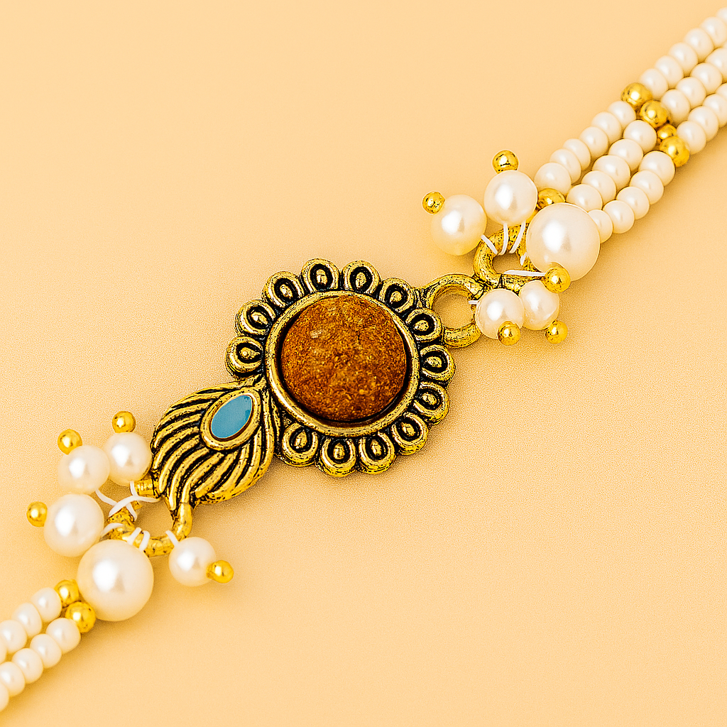Handmade Rudra Leela Rakhi with Free Chawal & Kumkum