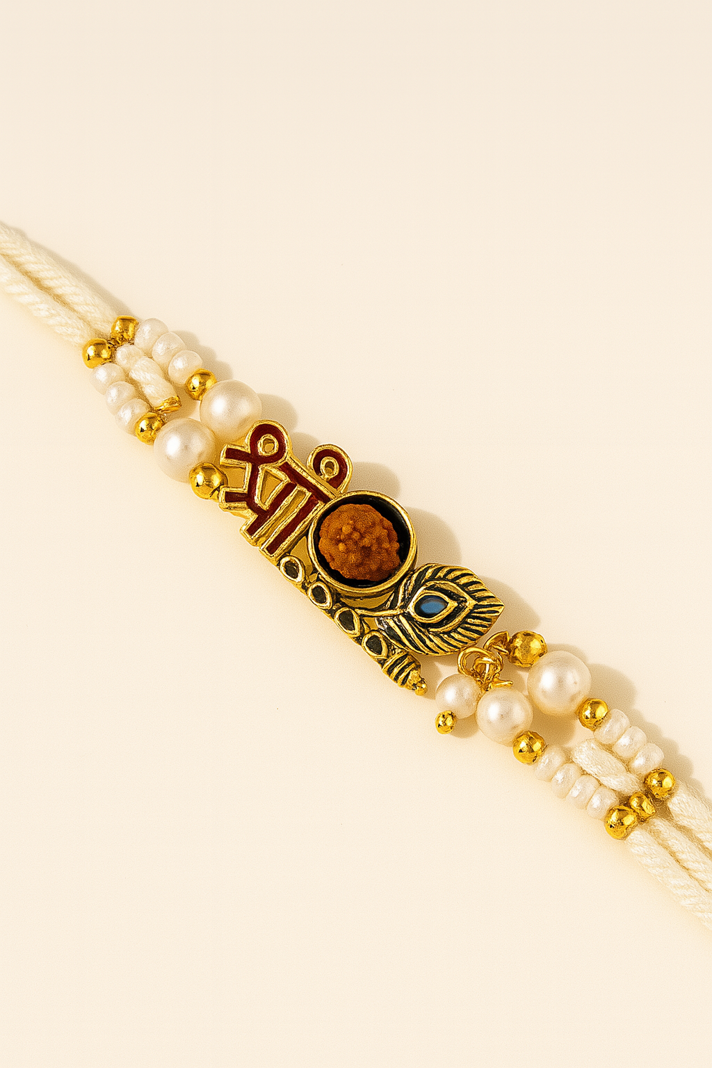 Graceful White Pearl Rakhi ๐ธ