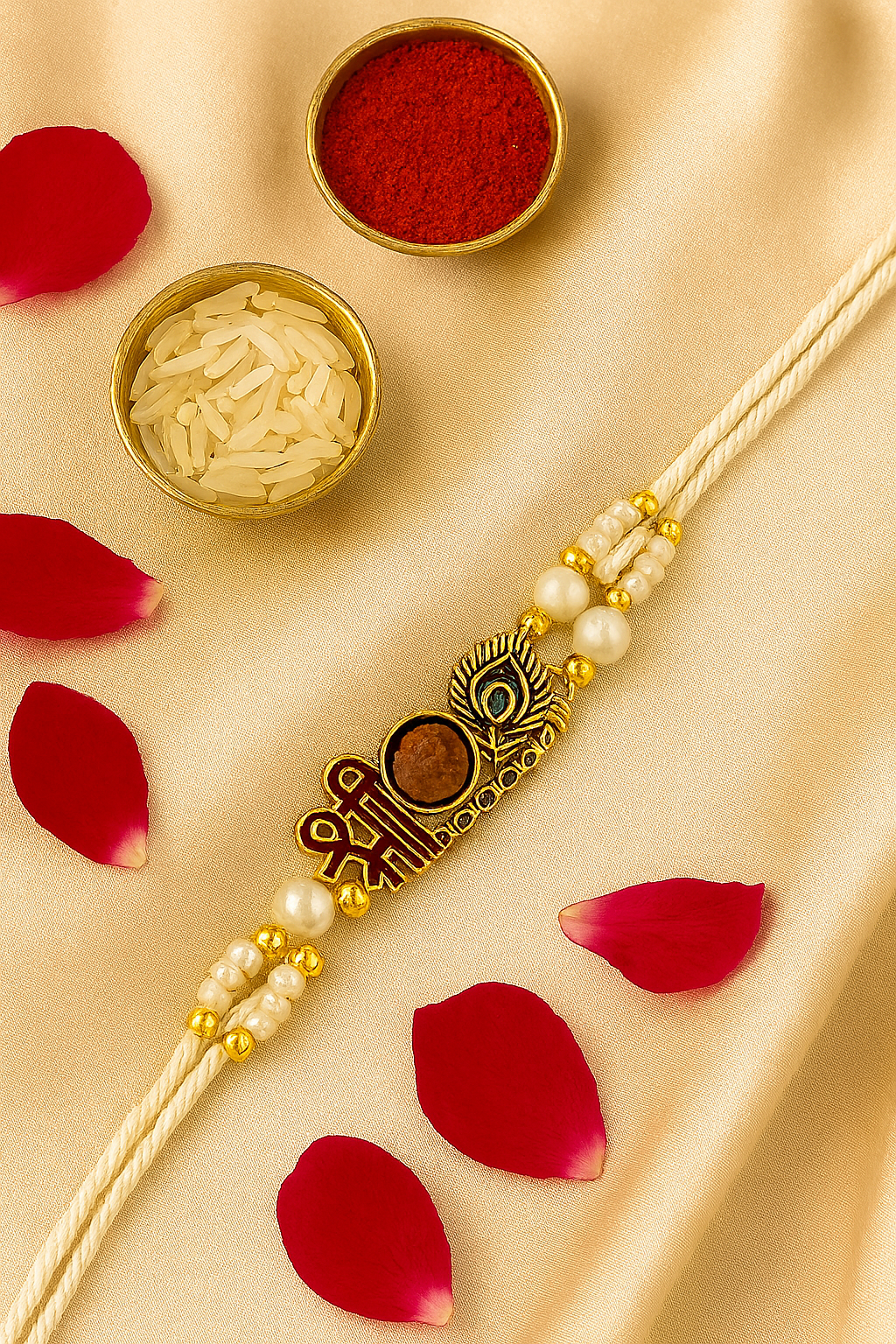 Handmade Shree Rudra Rakhi with Free Chawal & Kumkum