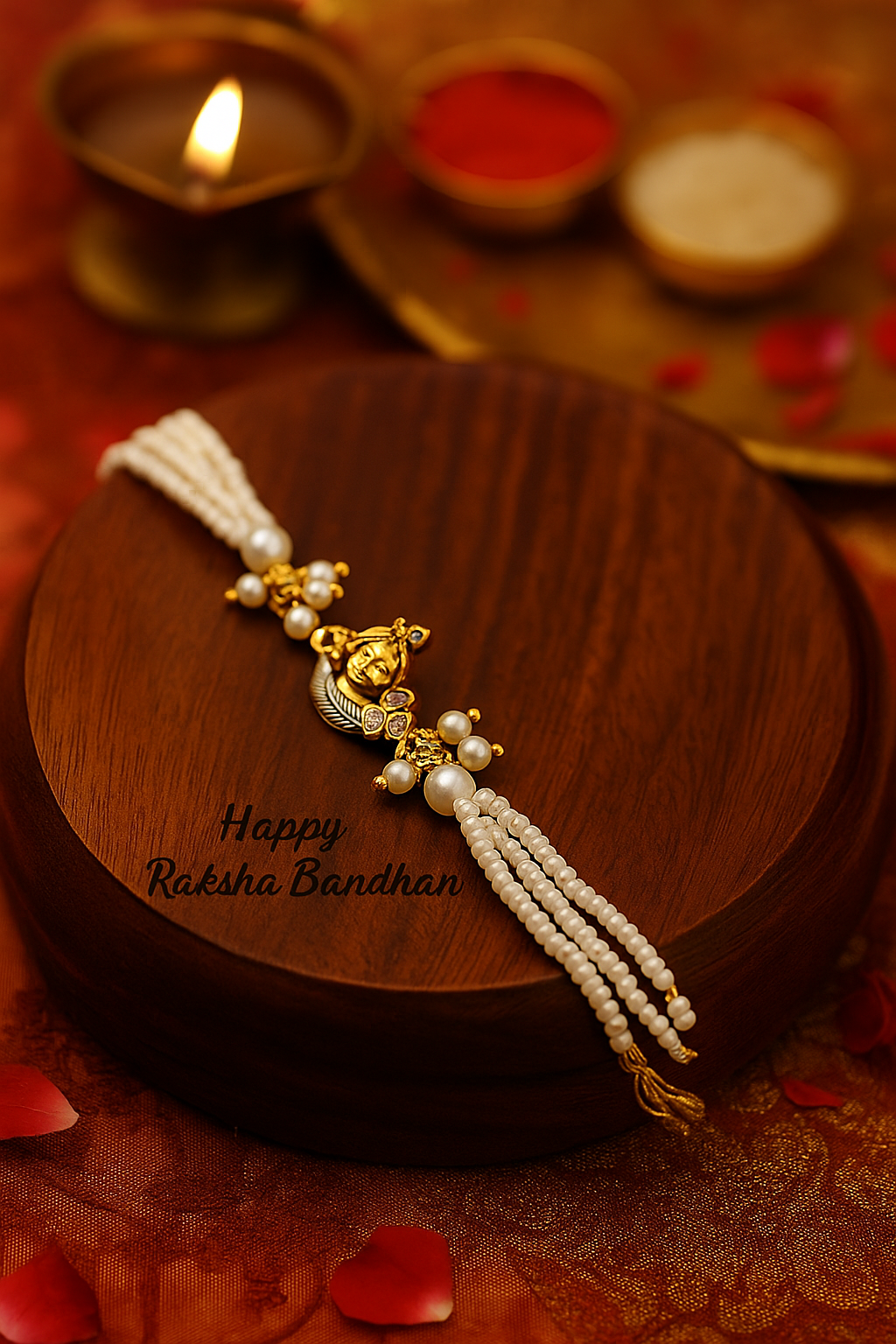 Graceful White Pearl Rakhi ๐ธ