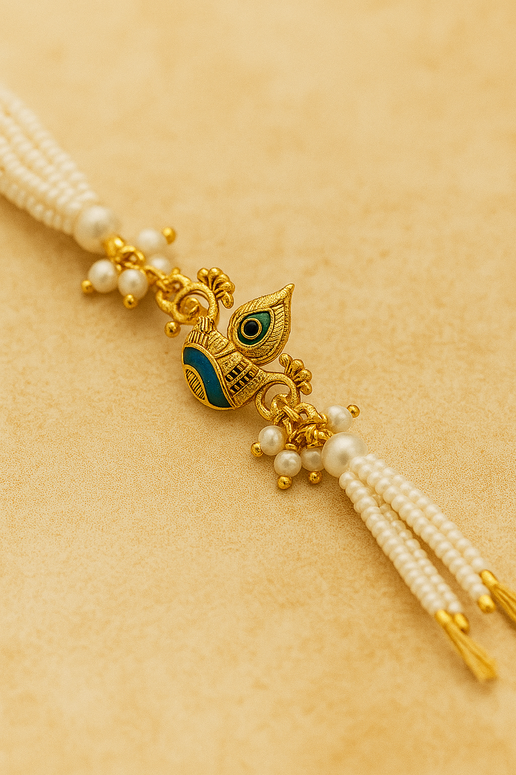 Graceful White Pearl Rakhi ๐ธ
