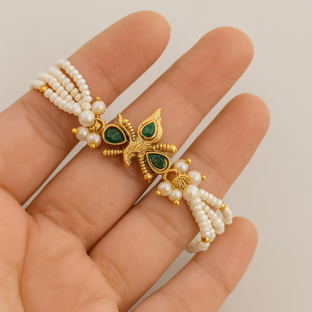 Handmade Divine Peacock Feather Rakhi with Free Chawal & Kumkum