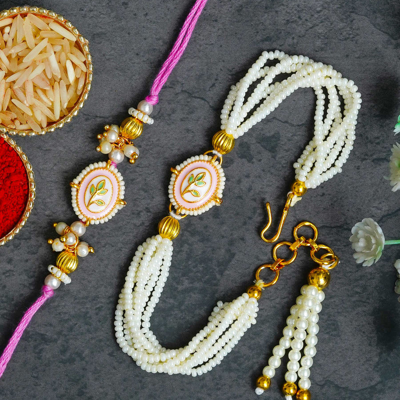 Couple Traditional Rakhi Set with Free Chawal & Kumkum