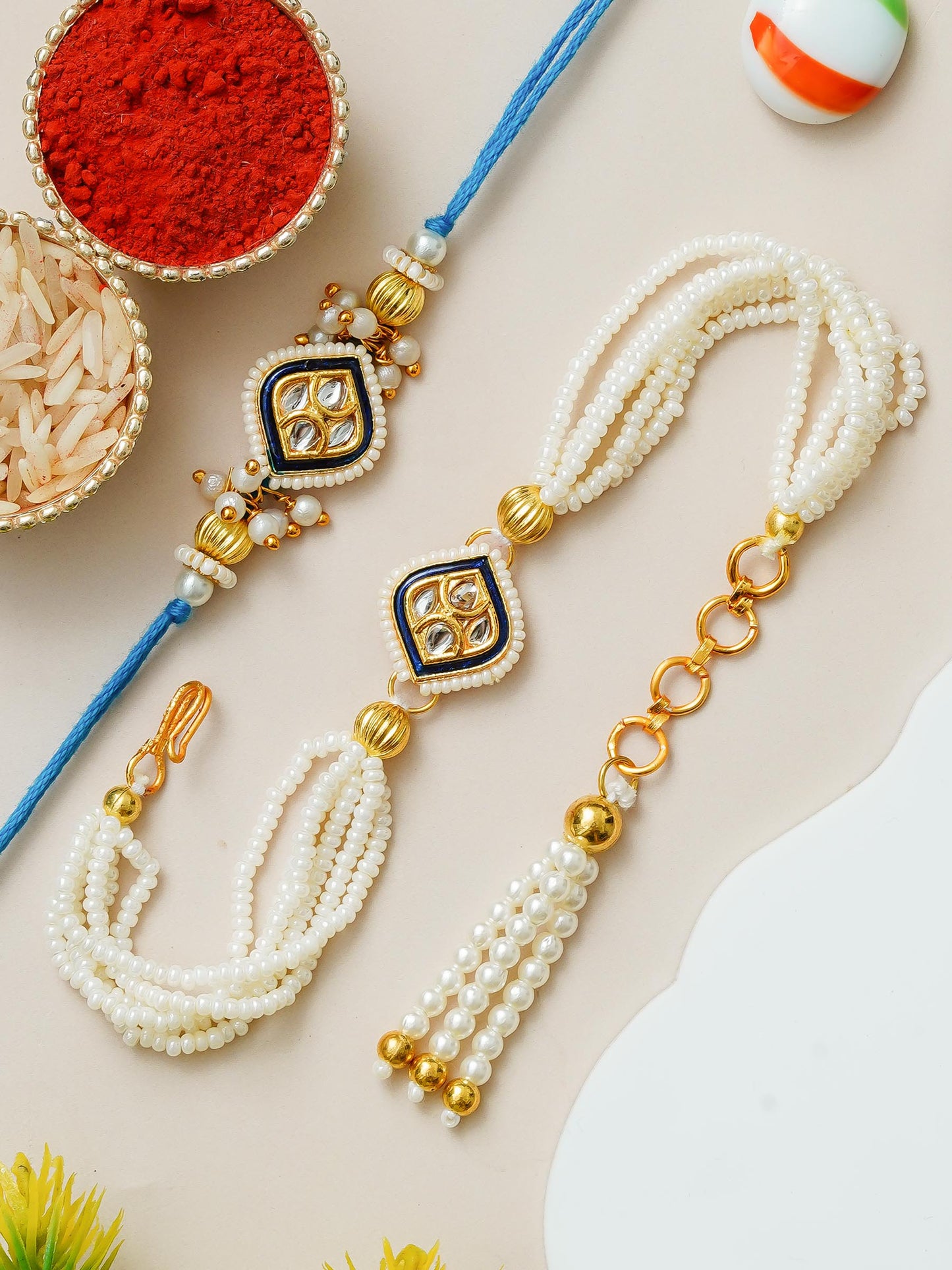 Traditional Rakhi Set with Free Chawal & Kumkum