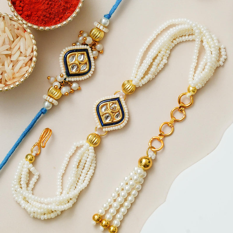 Couple Traditional Rakhi Set with Free Chawal & Kumkum