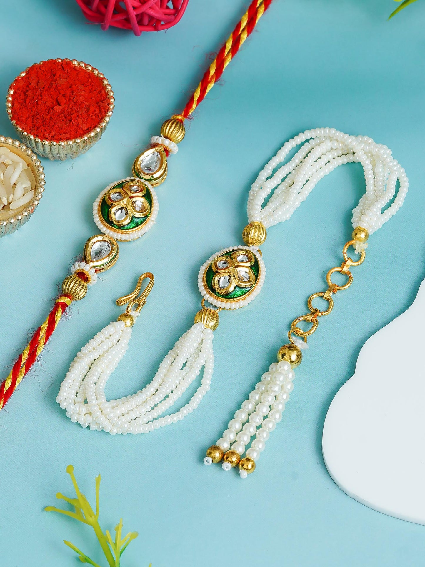 Traditional Rakhi Set with Free Chawal & Kumkum