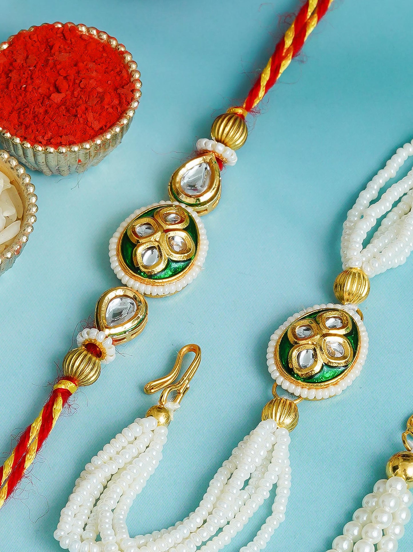 Traditional Rakhi Set with Free Chawal & Kumkum