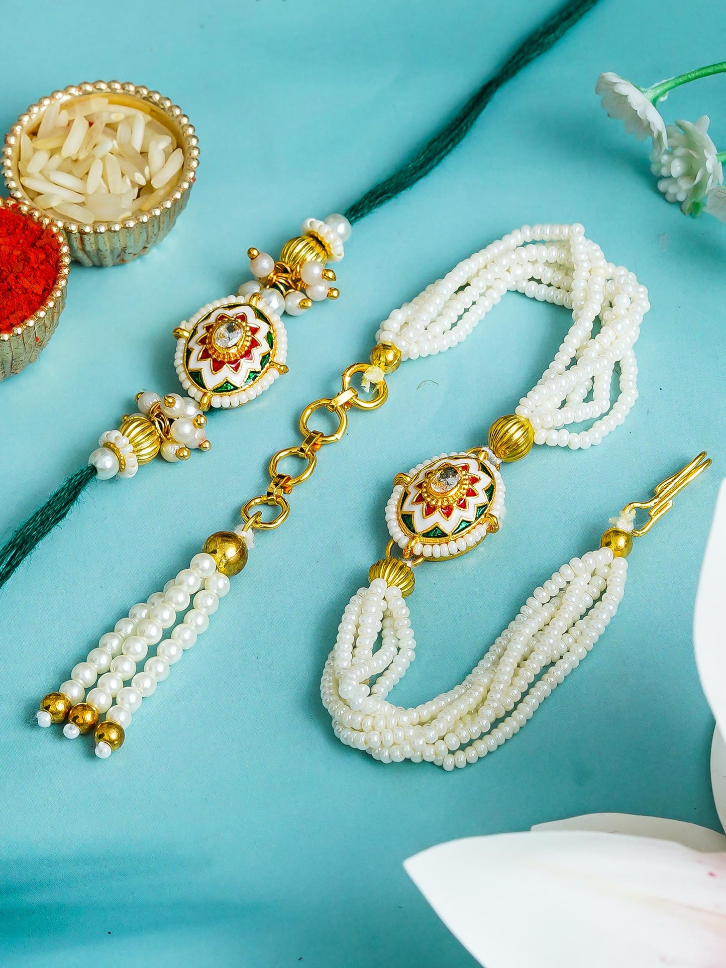 Traditional Rakhi Set with Free Chawal & Kumkum