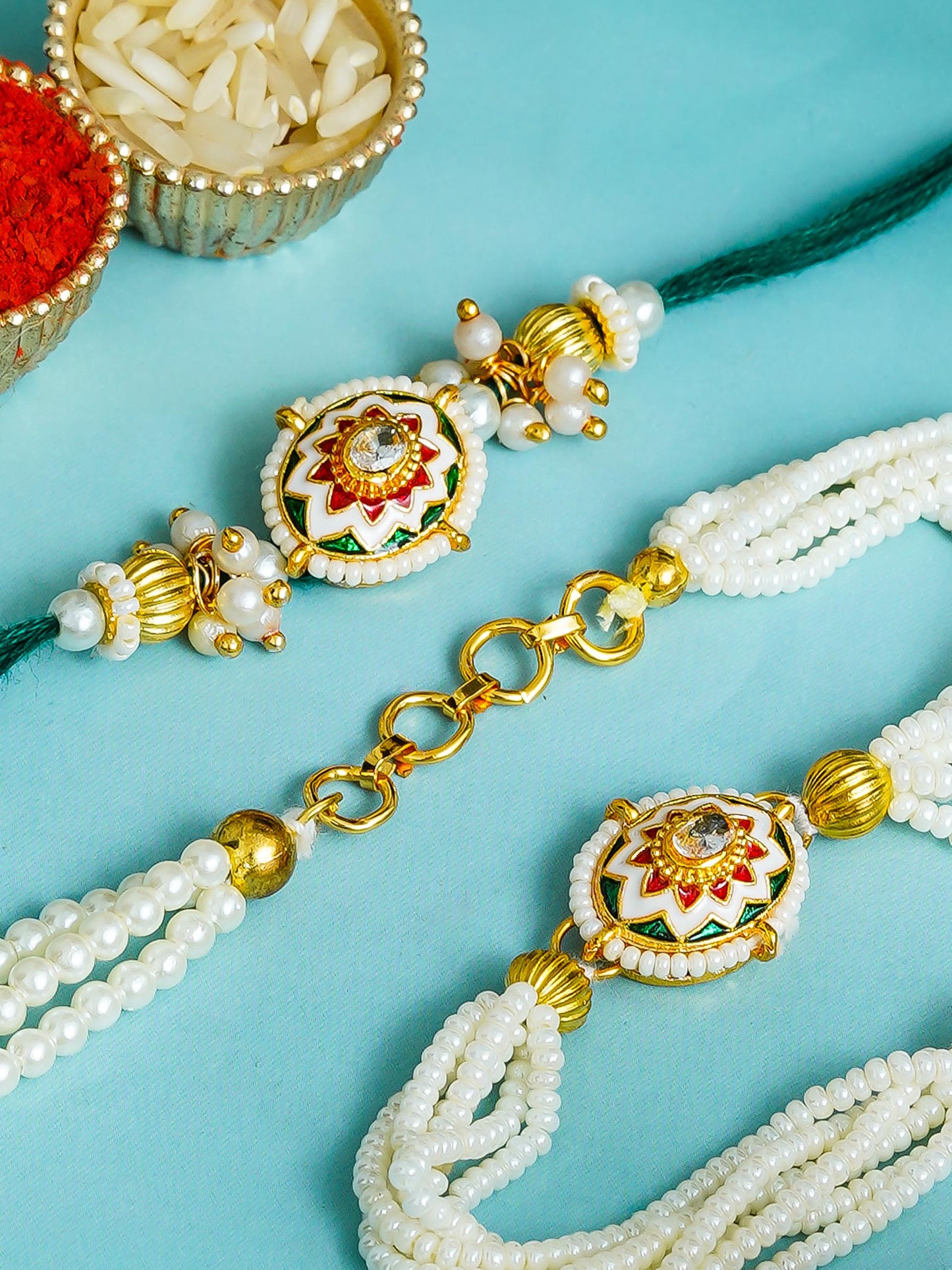 Traditional Rakhi Set with Free Chawal & Kumkum