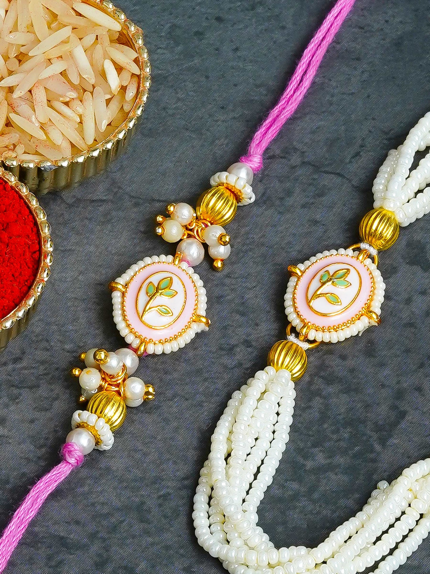 Traditional Rakhi Set with Free Chawal & Kumkum