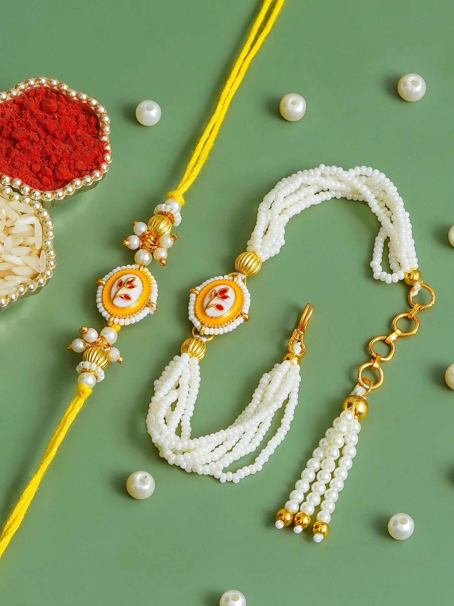 Traditional Rakhi Set with Free Chawal & Kumkum