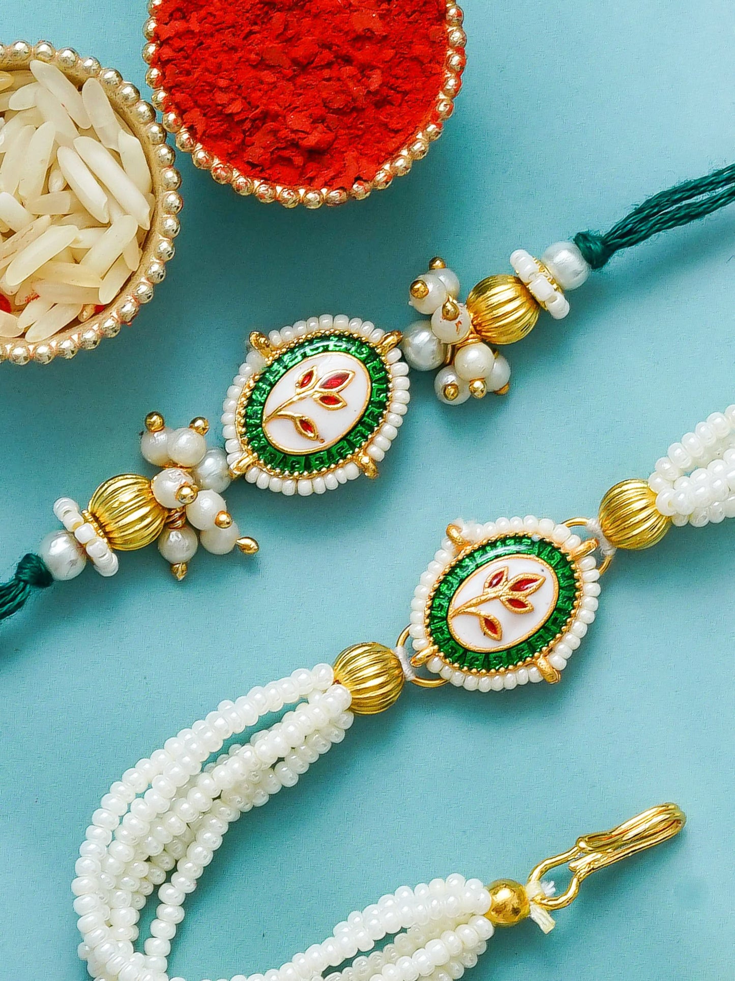 Traditional Rakhi Set with Free Chawal & Kumkum