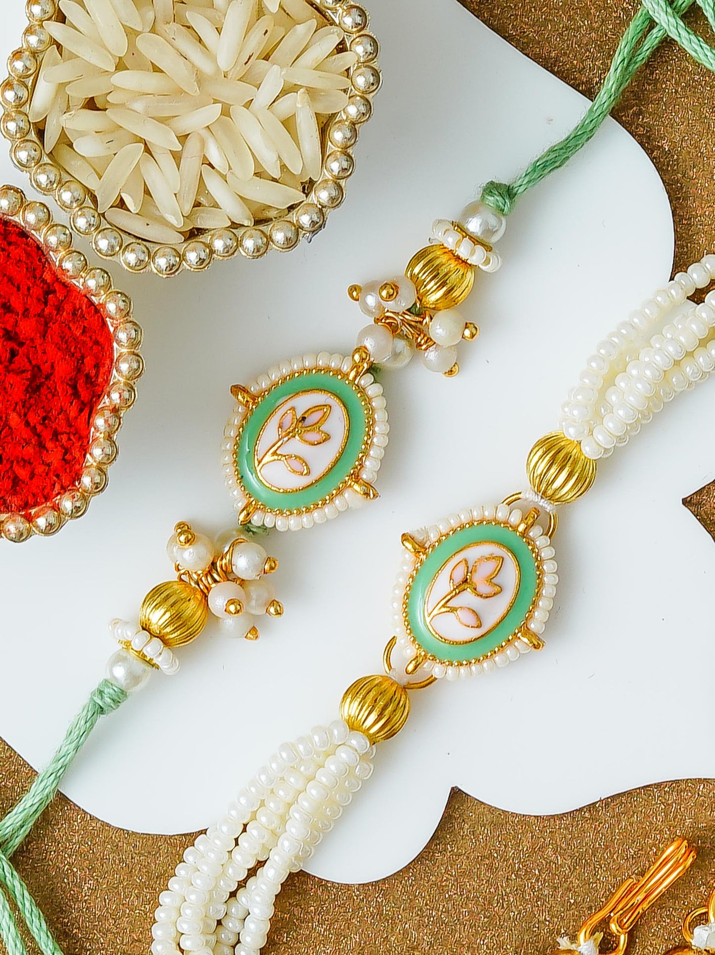 Traditional Rakhi Set with Free Chawal & Kumkum