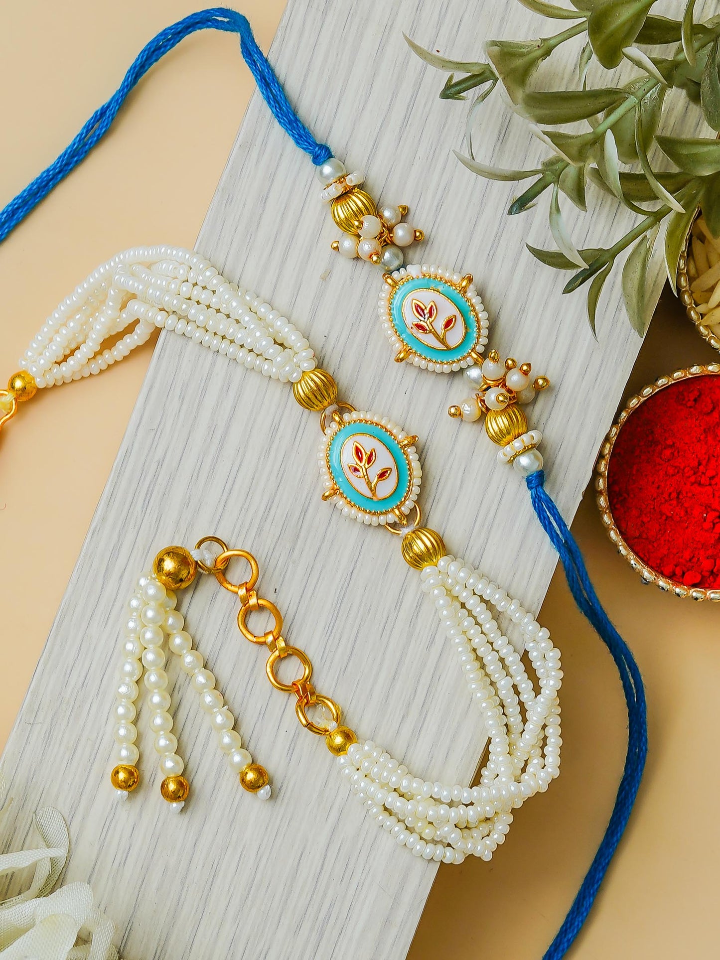 Traditional Rakhi Set with Free Chawal & Kumkum