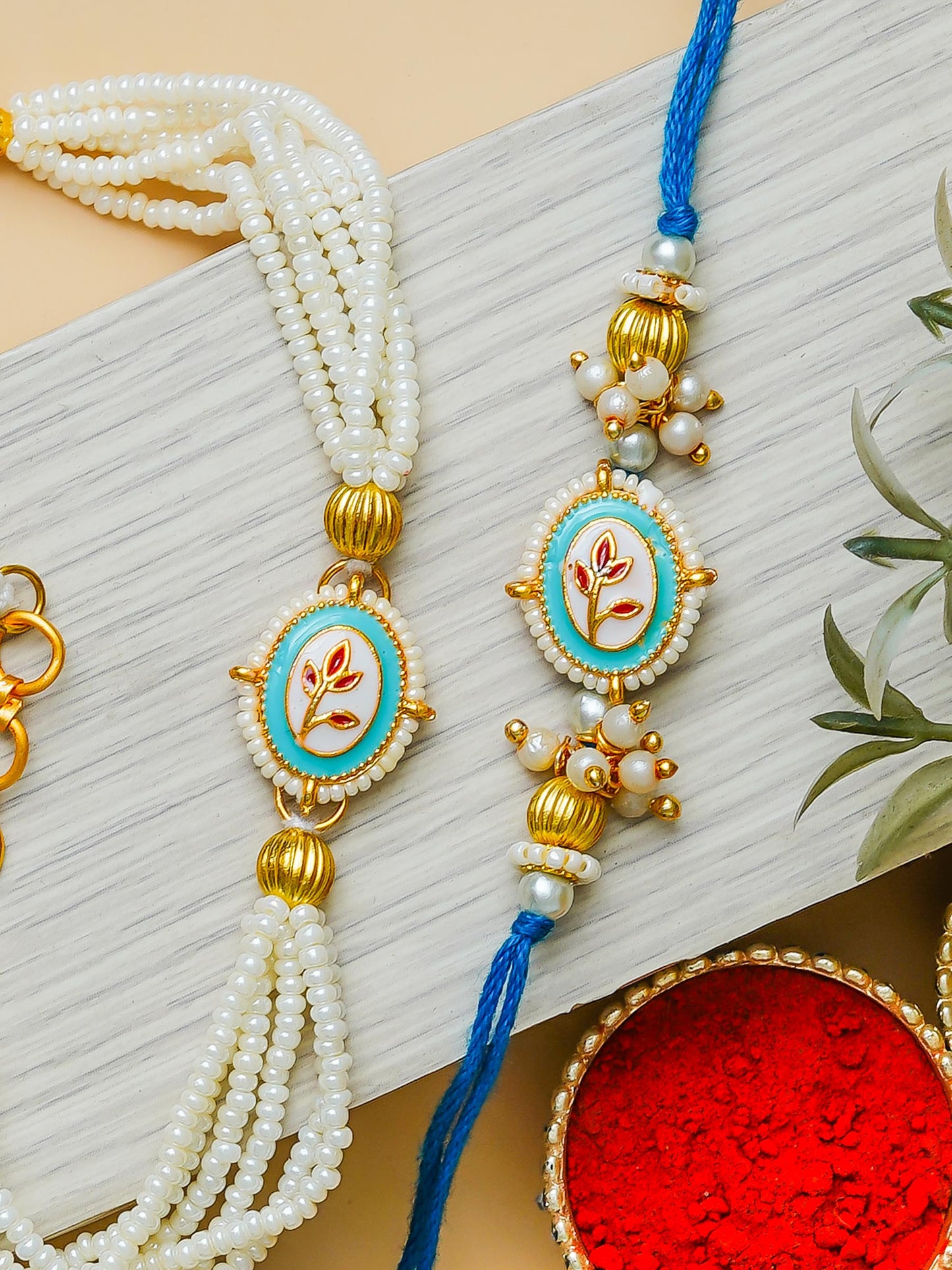 Traditional Rakhi Set with Free Chawal & Kumkum