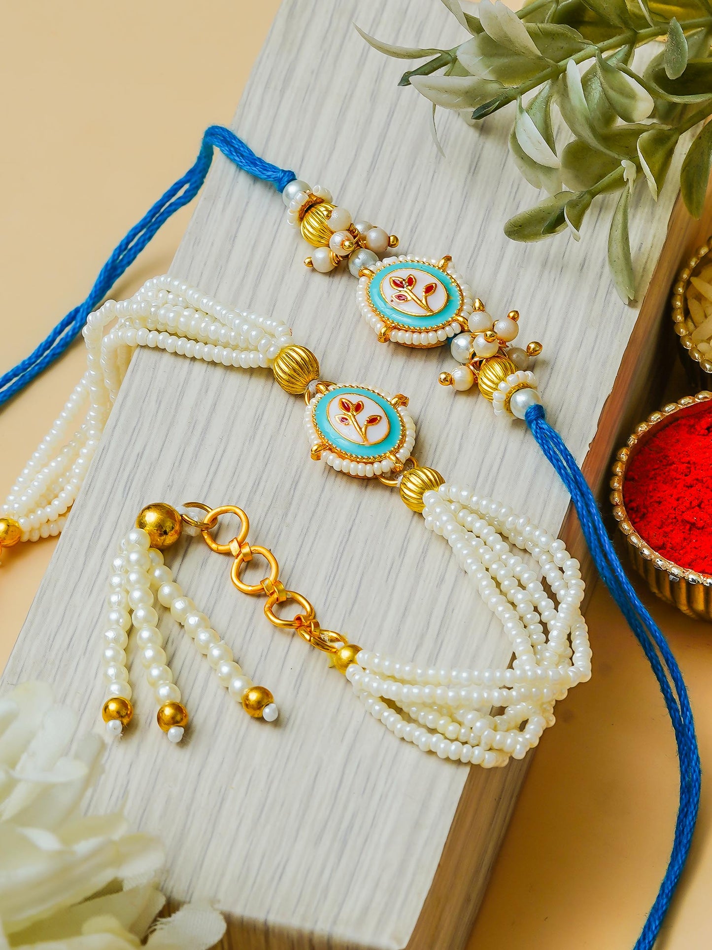 Traditional Rakhi Set with Free Chawal & Kumkum