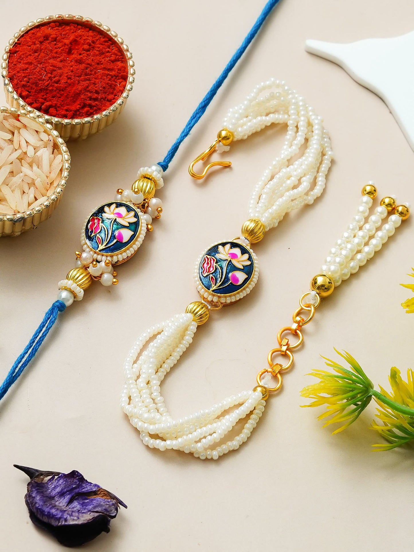 Traditional Rakhi Set with Free Chawal & Kumkum