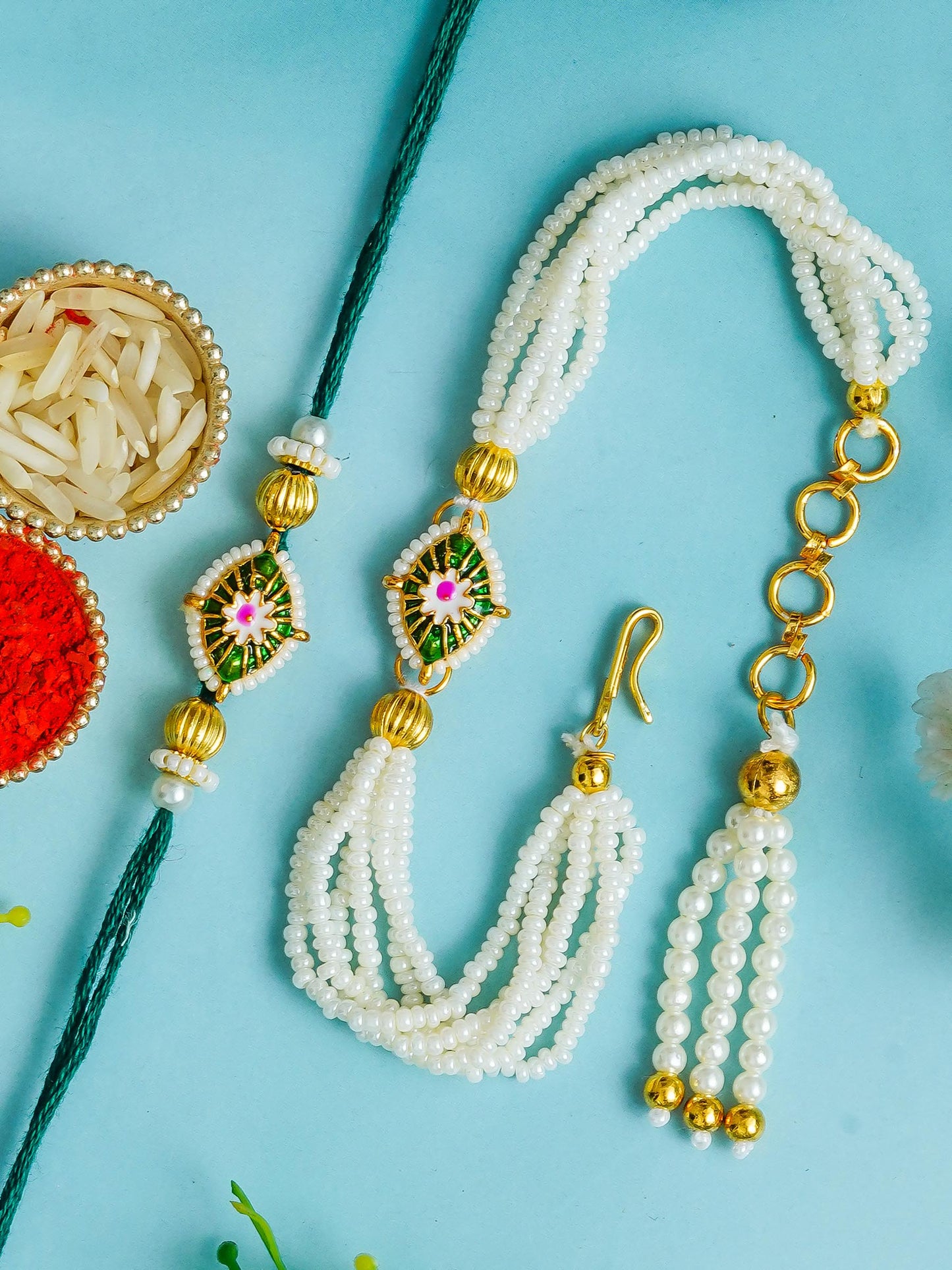 Traditional Rakhi Set with Free Chawal & Kumkum