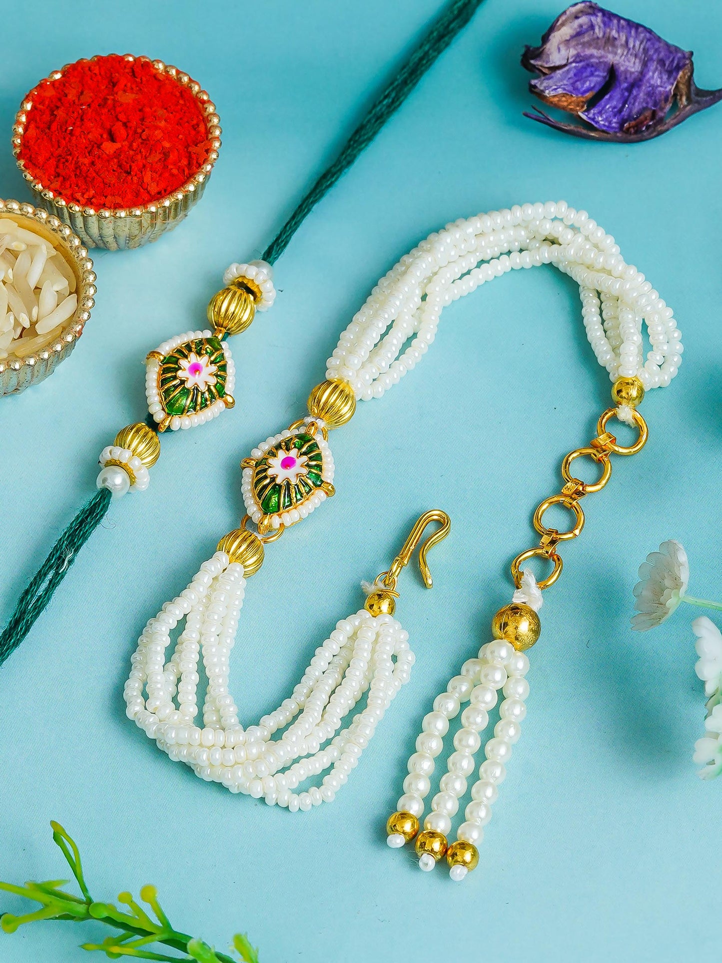 Traditional Rakhi Set with Free Chawal & Kumkum