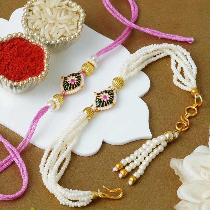 Couple Traditional Rakhi Set with Free Chawal & Kumkum
