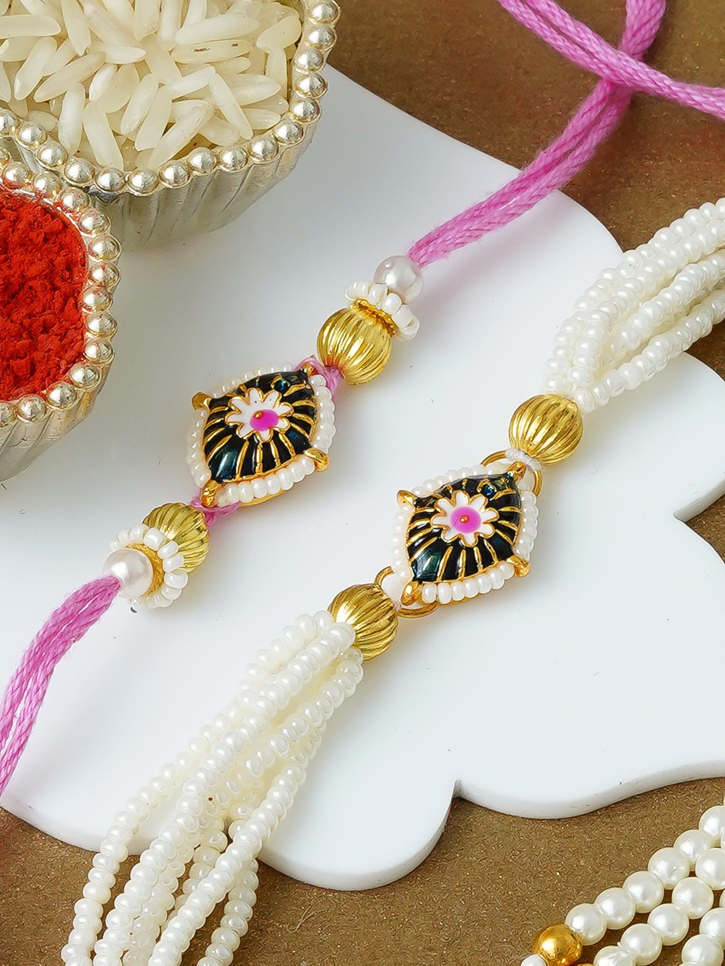 Traditional Rakhi Set with Free Chawal & Kumkum